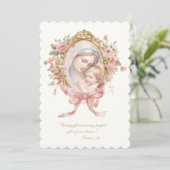 Katholiek Religieus Baby Floral Baby shower Kaart (Staand voorkant)