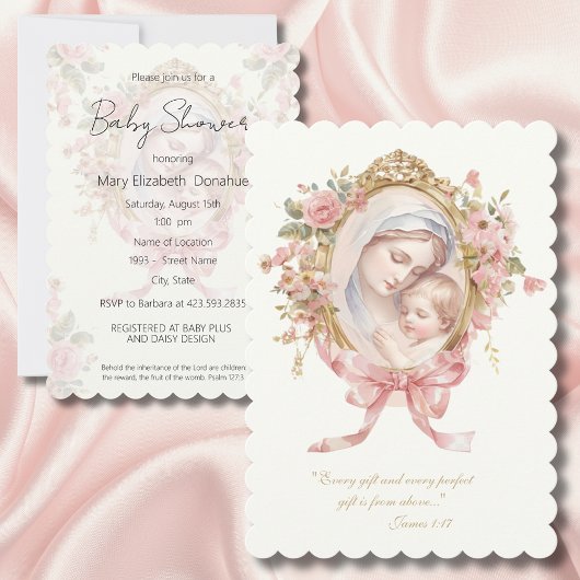 Katholiek Religieus Baby Floral Baby shower Kaart