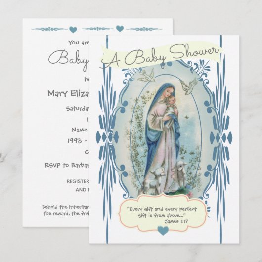Katholiek Religieus Baby shower Nieuwe Moeder Vint Kaart (Voorkant / Achterkant)