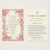 Katholiek Roze Bloemen Bruiloft Schrift Gebed Visitekaartje (Voorkant /achterkant)