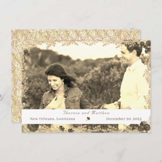 Katholiek Rozen Flat Save the Date Kaart (Voorkant / Achterkant)