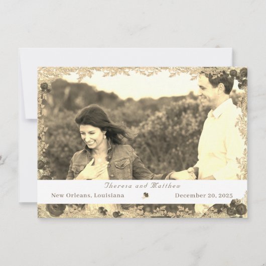 Katholiek Rozen Flat Save the Date Kaart (Voorkant)