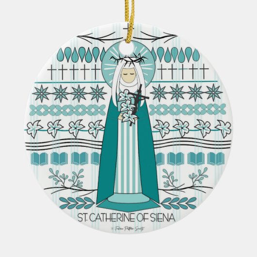 Katholiek Sint-Ornament: Catharina van Siena Keramisch Ornament (Voorkant)