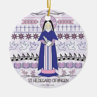 Katholiek Sint-Ornament: Sint-Hildegard van Bingen Keramisch Ornament