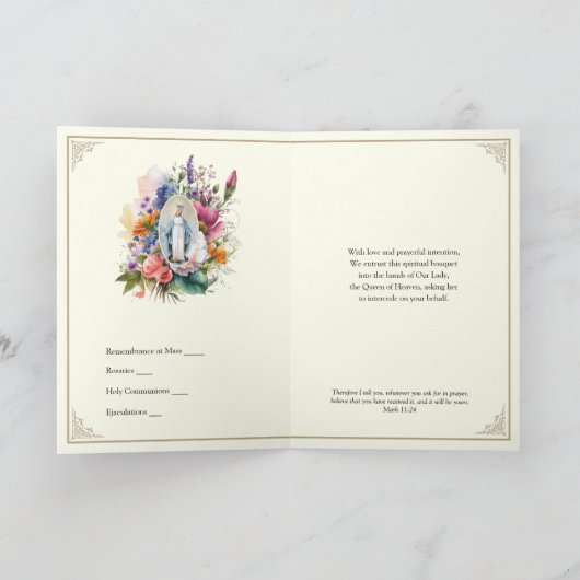 Katholiek Spiritueel Boeketgebed Rozenkrans Feestdagen Kaart (Binnen)