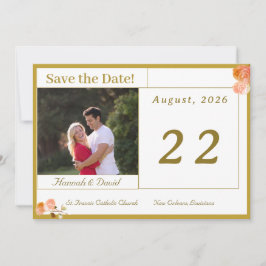 Katholiek Terracotta Roos Flat Save the Date Kaart