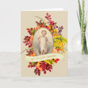 Katholiek Thanksgiving kind Jesus Autumn vertrekt Feestdagen Kaart