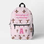 Katholiek Thema Roze Monogrammed luiertas Bedrukte Rugzak (Voorkant)