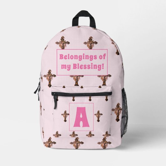 Katholiek Thema Roze Monogrammed luiertas Bedrukte Rugzak (Voorkant)