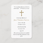 Katholiek verlies Jezus begrafenis gebed sympathie Visitekaartje (Achterkant)