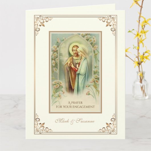 Katholiek Verloving gefeliciteerd Kaart (Gele Bloem)