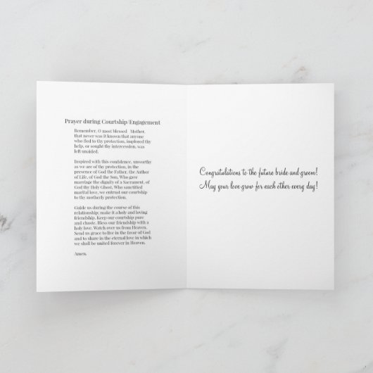 Katholiek Verloving Gefeliciteerd Kaart met gebed (Binnen)