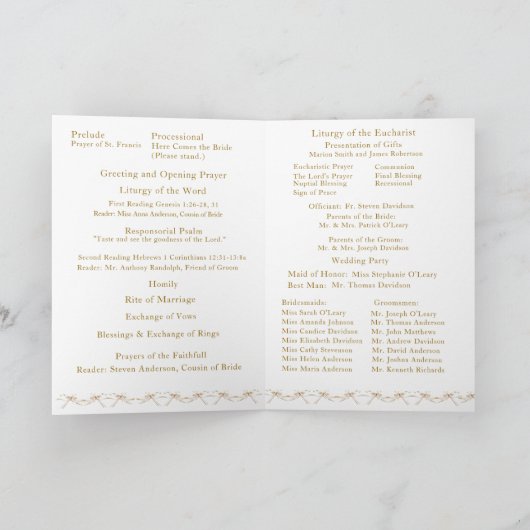 Katholiek Victoriaans Fan Wedding Programma (Binnen)