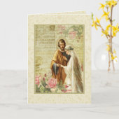 Katholiek Vintage Bruiloft Verloving Religieus Kaart (Gele Bloem)
