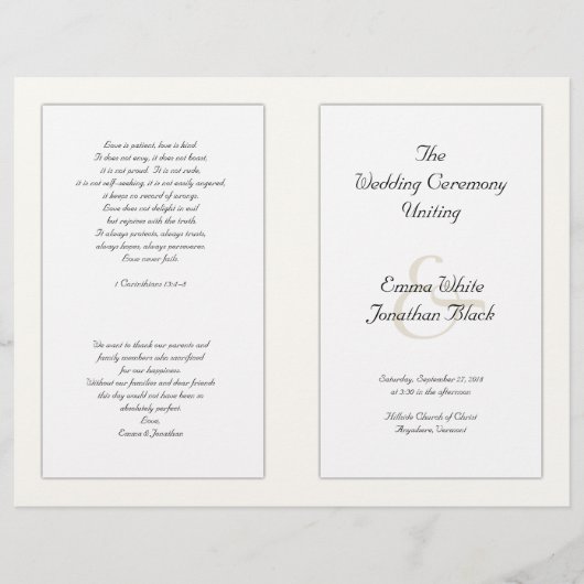 Katholiek vouwweddenschappen Programma Ecru (Voorkant)