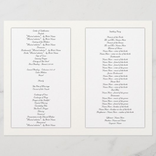 Katholiek vouwweddenschappen Programma Ecru (Achterkant)