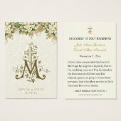 Katholiek Wit Bloemen Goud Bruiloft Heilige Kaart (Voorkant /achterkant)