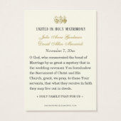 Katholiek Wit Bloemen Goud Bruiloft Heilige Kaart (Achterkant)