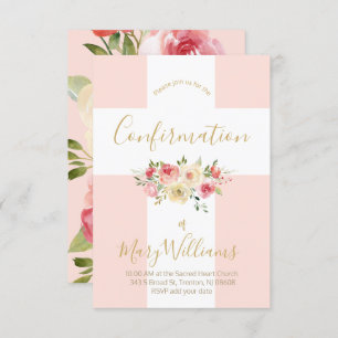 Katholiek wit kruis en bloemen Bevestiging Kaart