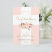 Katholiek wit kruis en bloemen confirmatie kaart (Staand voorkant)