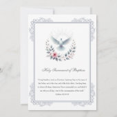 Katholiek Zilver Doop Duif Roze Rozen Kaart (Achterkant)