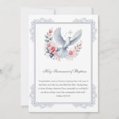 Katholiek Zilver Doop Duif Roze Rozen Kaart (Achterkant)