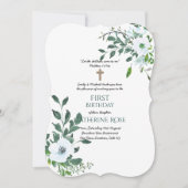 Katholieke 1-Birthday Uitnodiging Waterverf Floral (Voorkant)