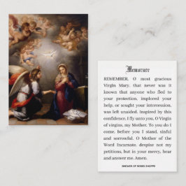 Katholieke aankondiging Maagd Mary Memorare Prayer