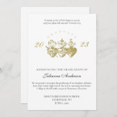 Katholieke afstudeeraankondiging van de Heilige Fa Kaart (Voorkant / Achterkant)