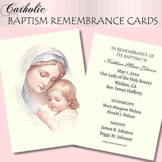 Katholieke Baby Doopherdenking Heilige Kaart