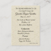 Katholieke babymeisjes Baptismal herdenken Heilige Visitekaartje (Achterkant)