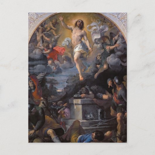 Katholieke barokke opstanding Jezus Christus Pasen Feestdagenkaart (Voorkant)