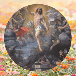 Katholieke barokke opstanding Jezus Christus Pasen Ronde Sticker