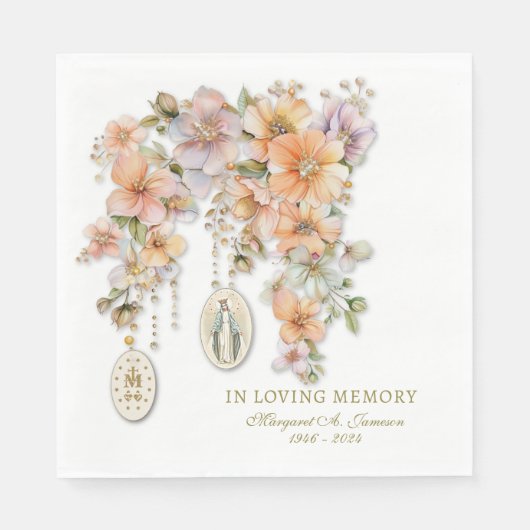 Katholieke begrafenis Floral Mary Memorial Servet (Voorkant)