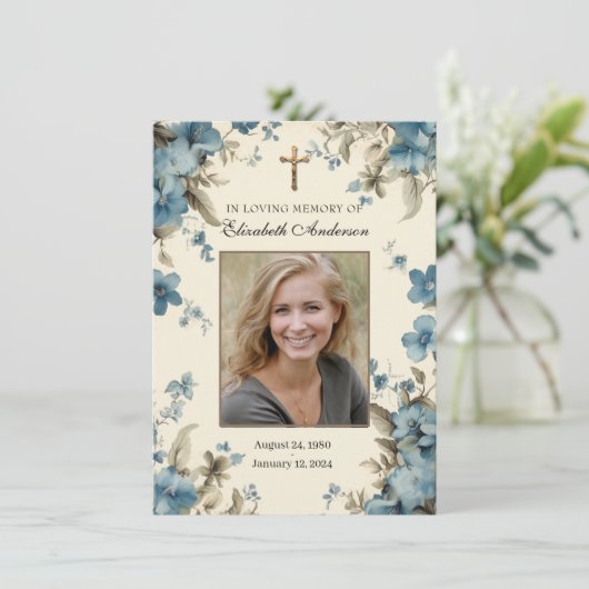 Katholieke begrafenis foto gedenkteken aankondiging (Staand voorkant)