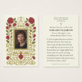 Katholieke begrafenis gedenkteken Heilig Hart Rode Visitekaartje (Voorkant /achterkant)