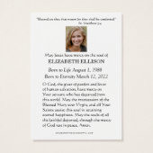 Katholieke begrafenis gedenkteken Maria Jezus gebe Visitekaartje (Achterkant)