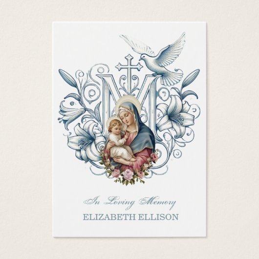 Katholieke begrafenis gedenkteken Maria Jezus gebe Visitekaartje (Voorkant)