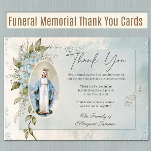 Katholieke begrafenis Gezegende Maagd Maria Bedankkaart
