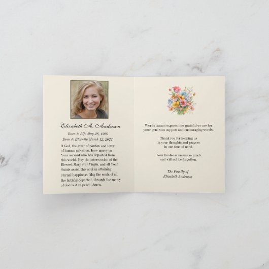 Katholieke Begrafenis Gezegende Maria Dank u Notitiekaartje (Binnen)