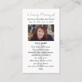 Katholieke Begrafenis Heilig Gebed Kaart Visitekaartje (Achterkant)