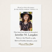 Katholieke begrafenis Jesus Floral  gebed Visitekaartje (Achterkant)