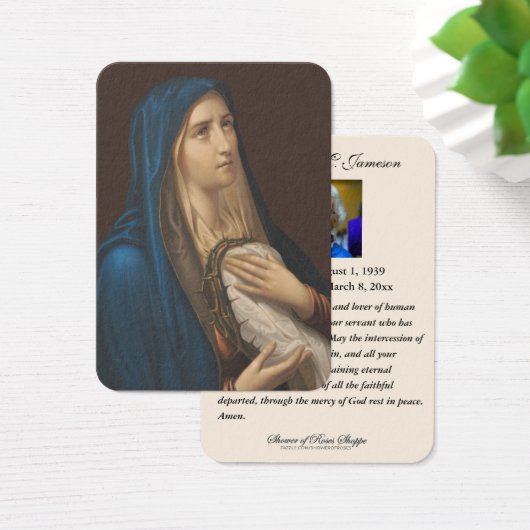 Katholieke begrafenis Maagd Mary Heilige Kaart (Bureau)