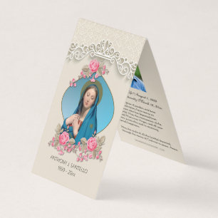 Katholieke begrafenis Maagd Mary Prayer Heilige Ka Visitekaartje