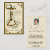 Katholieke begrafenis Memorial Crucifix Heilige Ka Visitekaartje (Voorkant / Achterkant)