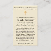 Katholieke begrafenis Memorial Crucifix Heilige Ka Visitekaartje (Achterkant)