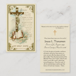 Katholieke begrafenis Memorial Crucifix Heilige Ka Visitekaartje