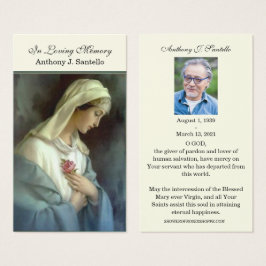 Katholieke begrafenis Memorial Prayer Heilige Boek Visitekaartje
