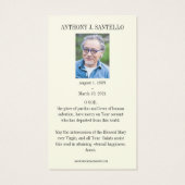 Katholieke begrafenis Memorial Prayer Heilige Boek Visitekaartje (Achterkant)