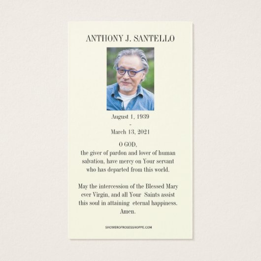 Katholieke begrafenis Memorial Prayer Heilige Boek Visitekaartje (Achterkant)